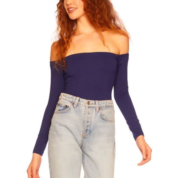 Susana Monaco Long Sleeves Off Shoulder Tops in Inkwell NWT Size XS - Picture 1 of 9